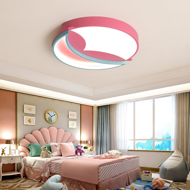Silicone Round Flush Ceiling Light Cartoon Stylish LED Blue/Pink Ceiling Mounted Lamp for Bedroom, Warm/White Light Clearhalo 'Ceiling Lights' 'Close To Ceiling Lights' 'Close to ceiling' 'Flush mount' Lighting' 216308
