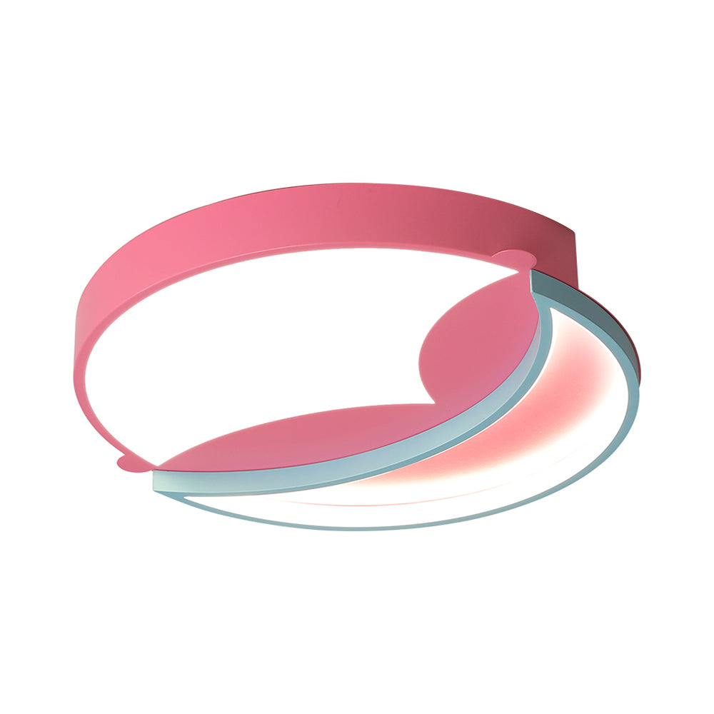 Silicone Round Flush Ceiling Light Cartoon Stylish LED Blue/Pink Ceiling Mounted Lamp for Bedroom, Warm/White Light Clearhalo 'Ceiling Lights' 'Close To Ceiling Lights' 'Close to ceiling' 'Flush mount' Lighting' 216309