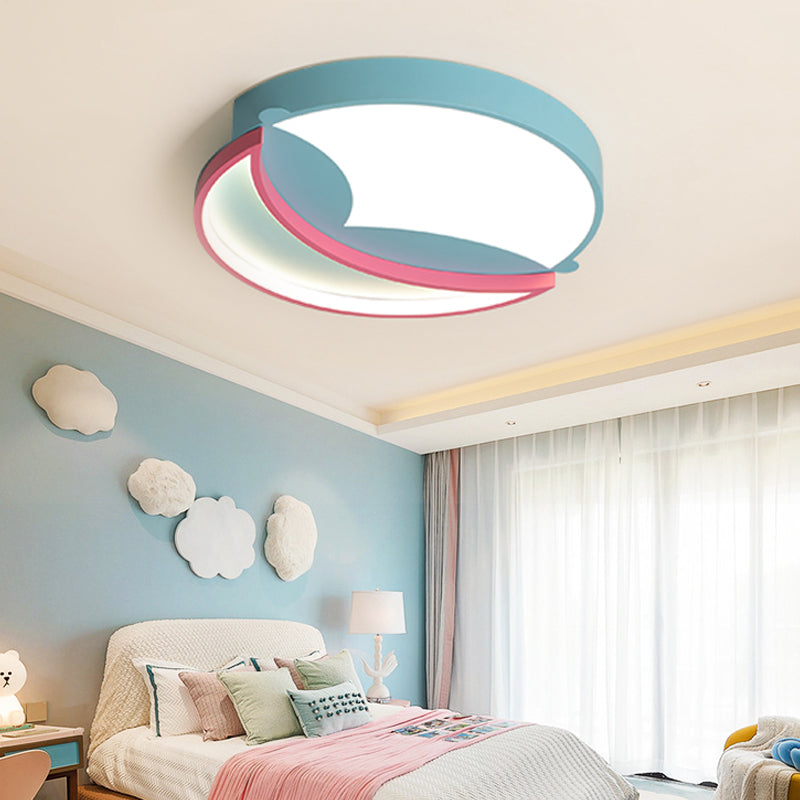 Silicone Round Flush Ceiling Light Cartoon Stylish LED Blue/Pink Ceiling Mounted Lamp for Bedroom, Warm/White Light Blue Clearhalo 'Ceiling Lights' 'Close To Ceiling Lights' 'Close to ceiling' 'Flush mount' Lighting' 216311
