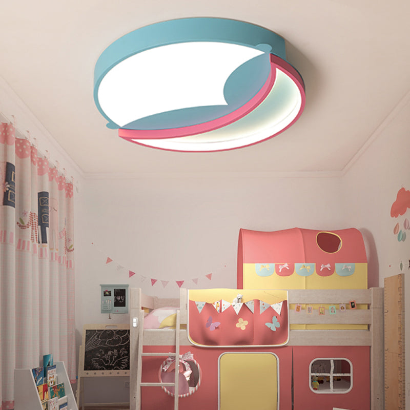 Silicone Round Flush Ceiling Light Cartoon Stylish LED Blue/Pink Ceiling Mounted Lamp for Bedroom, Warm/White Light Clearhalo 'Ceiling Lights' 'Close To Ceiling Lights' 'Close to ceiling' 'Flush mount' Lighting' 216312