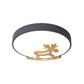 Round Flush Ceiling Light Kids Acrylic LED Bedroom Gray/White Ceiling Mounted Light with Wooden Deer Deco Clearhalo 'Ceiling Lights' 'Close To Ceiling Lights' 'Close to ceiling' 'Flush mount' Lighting' 216368
