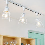 3 Lights Wire Cage Semi Flush Ceiling Light with Conical Shade Retro Style Black/White Metal Rotatable Ceiling Lighting Clearhalo 'Ceiling Lights' 'Close To Ceiling Lights' 'Close to ceiling' 'Flush mount' Lighting' 21642