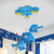 Helicopter Bedroom Ceiling Lamp Wood 3 Lights Cartoon Hanging Light Fixture with Cloud Shape Canopy in Blue Blue Clearhalo 'Ceiling Lights' 'Glass shade' 'Glass' 'Pendant Lights' 'Pendants' Lighting' 216610