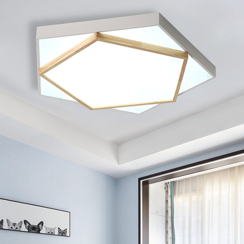 14"/18"/21.5" Wide Pentagon Flush Mount Contemporary Acrylic Grey/White LED Flush Mount Lamp in White/Warm/Natural Light White Clearhalo 'Ceiling Lights' 'Close To Ceiling Lights' 'Close to ceiling' 'Flush mount' Lighting' 216631