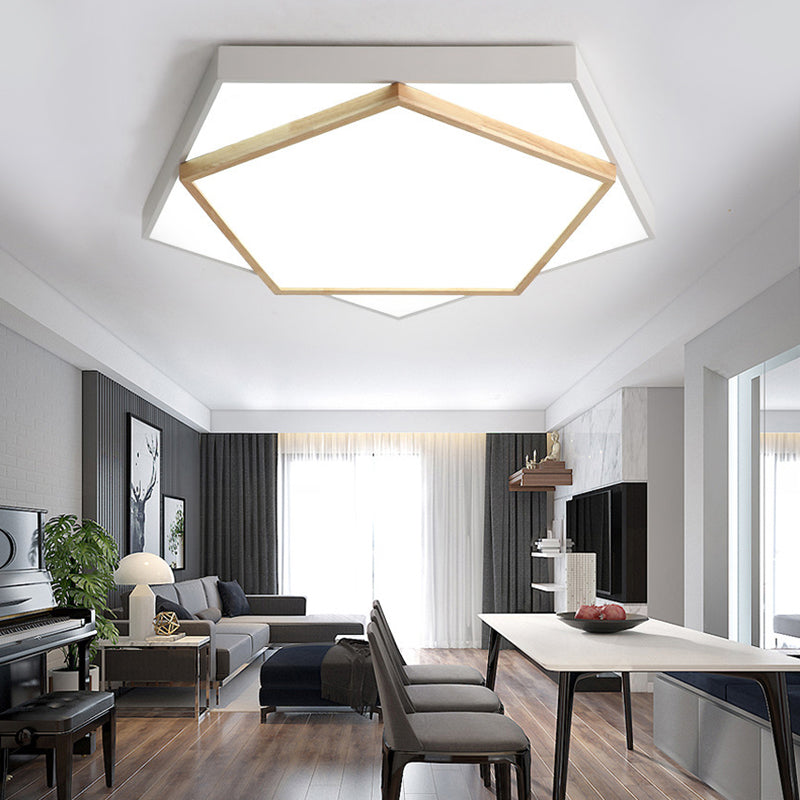 14"/18"/21.5" Wide Pentagon Flush Mount Contemporary Acrylic Grey/White LED Flush Mount Lamp in White/Warm/Natural Light Clearhalo 'Ceiling Lights' 'Close To Ceiling Lights' 'Close to ceiling' 'Flush mount' Lighting' 216632