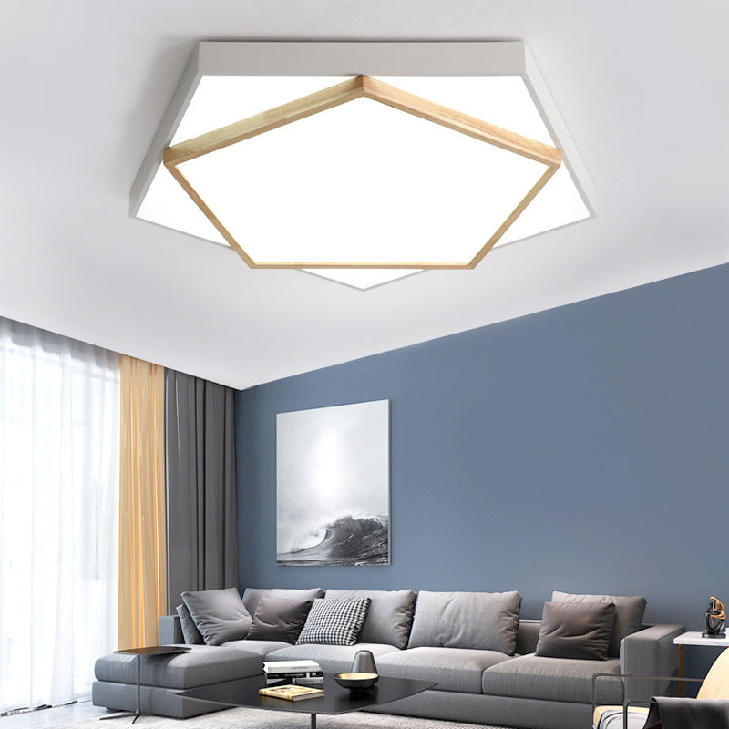 14"/18"/21.5" Wide Pentagon Flush Mount Contemporary Acrylic Grey/White LED Flush Mount Lamp in White/Warm/Natural Light Clearhalo 'Ceiling Lights' 'Close To Ceiling Lights' 'Close to ceiling' 'Flush mount' Lighting' 216633