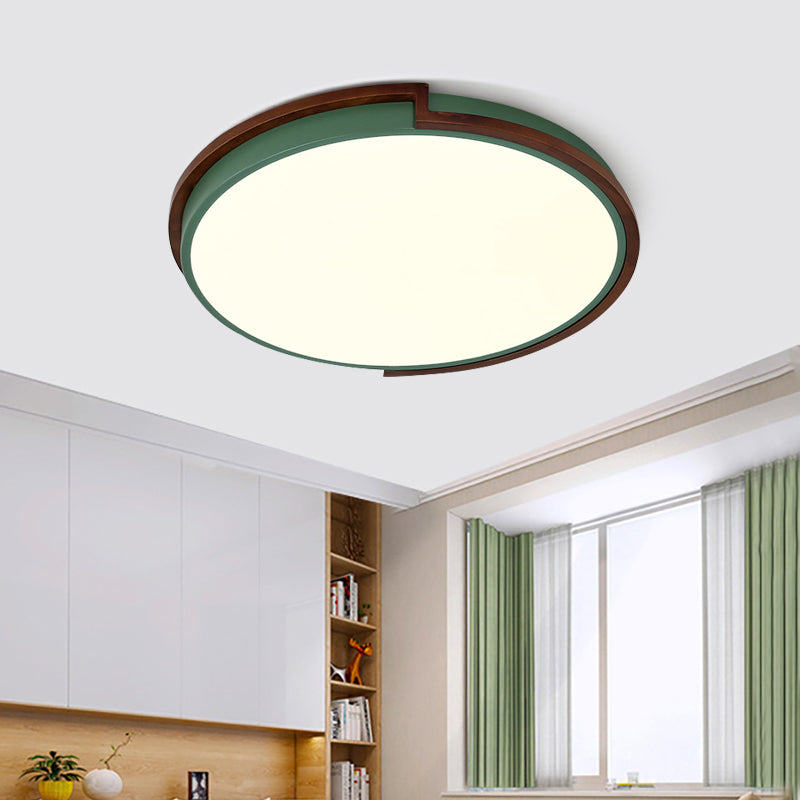 Circle Flush Mount Macaron Metal White/Green LED Flush Mount Lamp with Acrylic Diffuser for Living Room, 13"/17"/21" Wide Clearhalo 'Ceiling Lights' 'Close To Ceiling Lights' 'Close to ceiling' 'Flush mount' Lighting' 216718