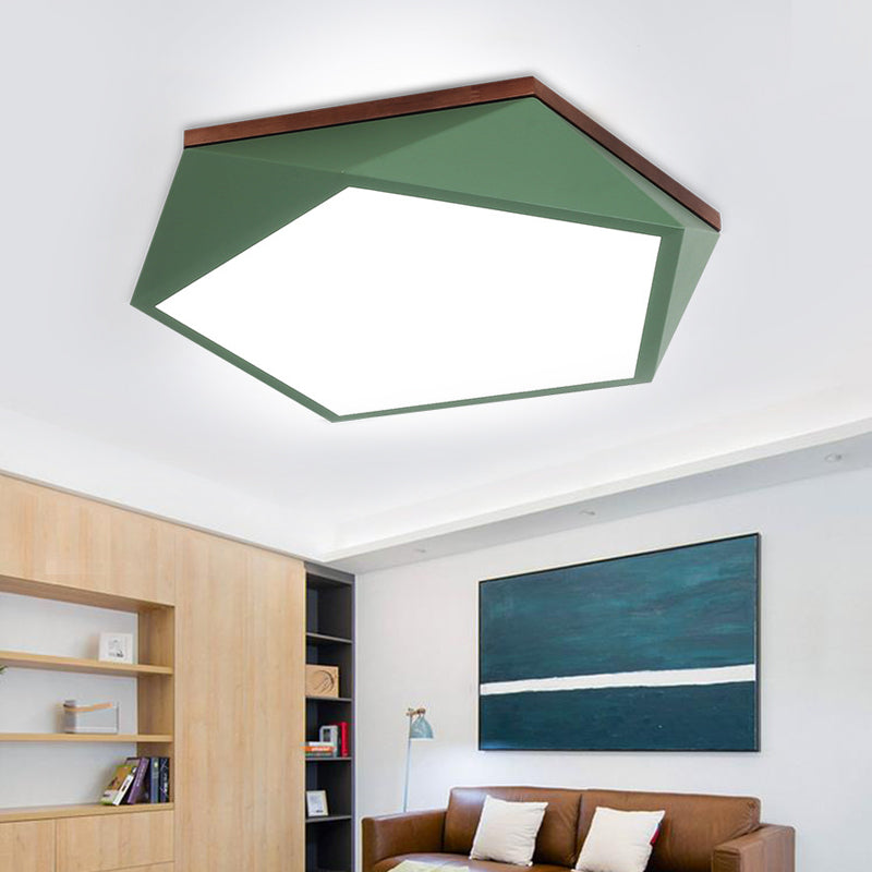 16.5"/20.5" Wide Geometric Ceiling Light Minimalist Metal Green LED Flush Mount Lamp with Acrylic Diffuser for Living Room Clearhalo 'Ceiling Lights' 'Close To Ceiling Lights' 'Close to ceiling' 'Flush mount' Lighting' 216722
