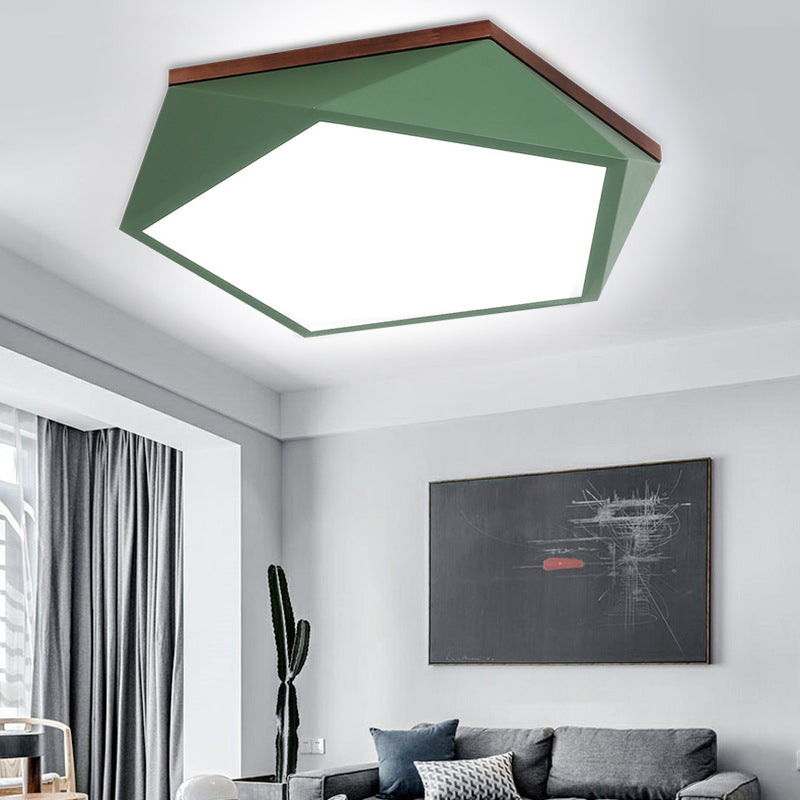 16.5"/20.5" Wide Geometric Ceiling Light Minimalist Metal Green LED Flush Mount Lamp with Acrylic Diffuser for Living Room Clearhalo 'Ceiling Lights' 'Close To Ceiling Lights' 'Close to ceiling' 'Flush mount' Lighting' 216723