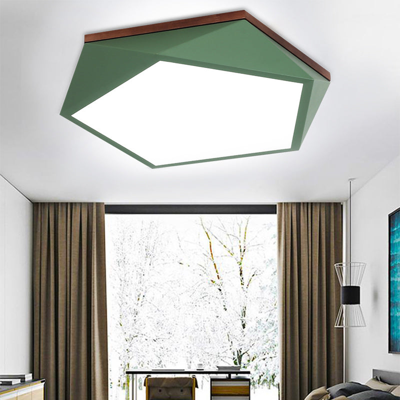 16.5"/20.5" Wide Geometric Ceiling Light Minimalist Metal Green LED Flush Mount Lamp with Acrylic Diffuser for Living Room Clearhalo 'Ceiling Lights' 'Close To Ceiling Lights' 'Close to ceiling' 'Flush mount' Lighting' 216724