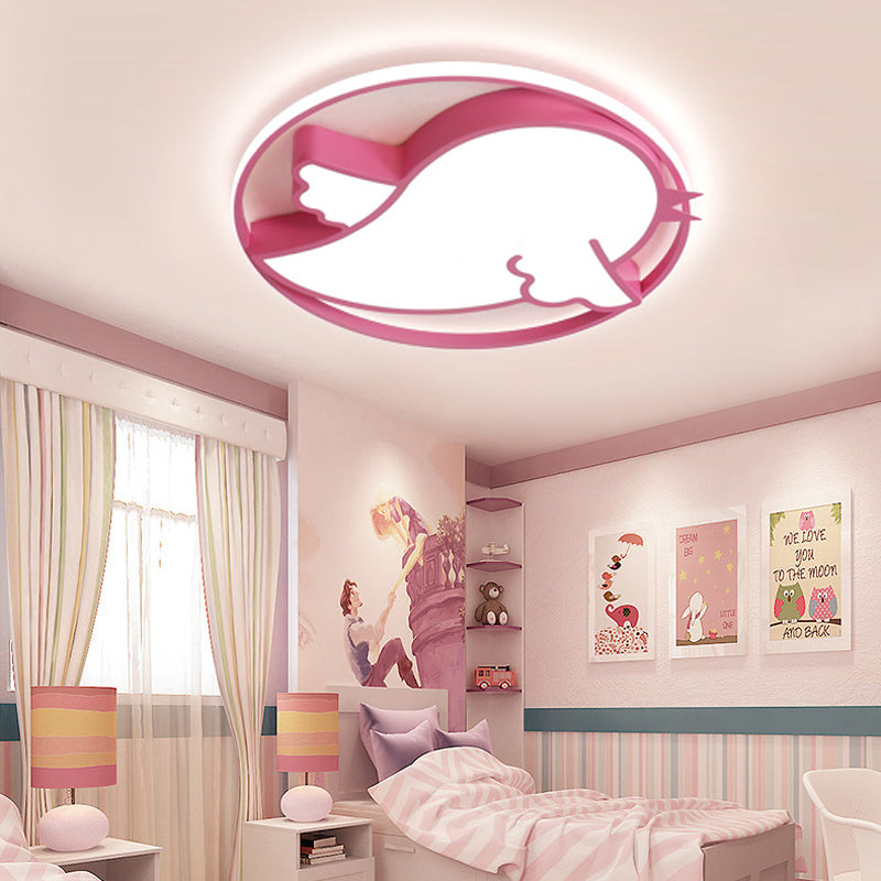 Bird Shaped Flushmount Light Kids Acrylic LED Blue/Pink Ceiling Light Fixture with Metal Ring for Child Bedroom Pink Clearhalo 'Ceiling Lights' 'Close To Ceiling Lights' 'Close to ceiling' 'Flush mount' Lighting' 216791