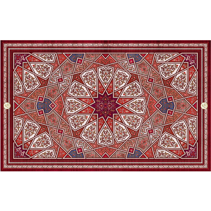 Vintage Digital Printing Geometric Rug Multicolor Boho Chic Carpet Synthetics Stain Resistant Anti-Slip Pet Friendly Rug for Home Rose Red-White Clearhalo 'Area Rug' 'Bohemian' 'Rugs' Rug' 2170059