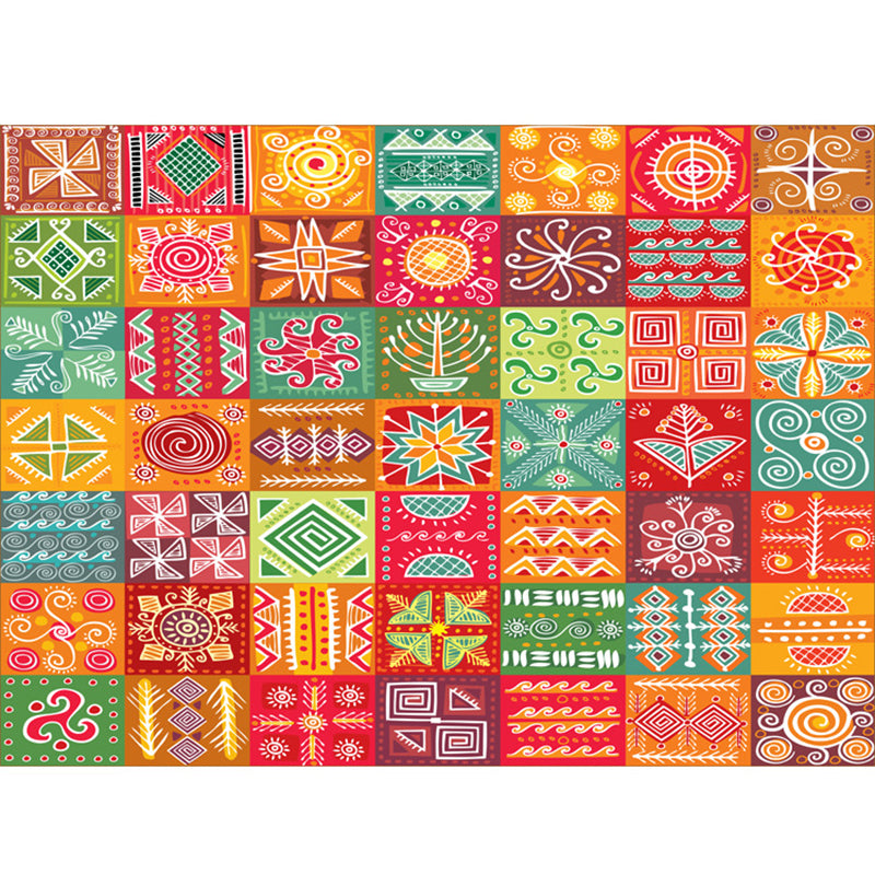 Exotic Bohemian Rug Multi-Color Assorted Patterned Rug Anti-Slip Backing Machine Washable Stain Resistant Rug for Living Room Orange-Red Clearhalo 'Area Rug' 'Bohemian' 'Rugs' Rug' 2170074