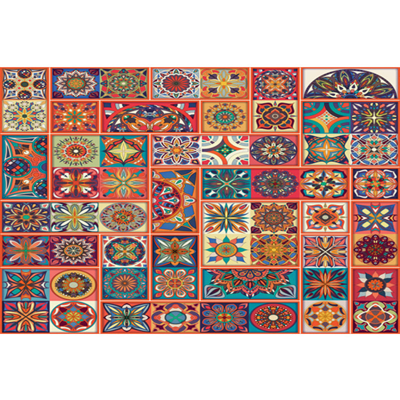 Exotic Bohemian Rug Multi-Color Assorted Patterned Rug Anti-Slip Backing Machine Washable Stain Resistant Rug for Living Room Yellow-Red 5'3" x 7'10" Clearhalo 'Area Rug' 'Bohemian' 'Rugs' Rug' 2170076