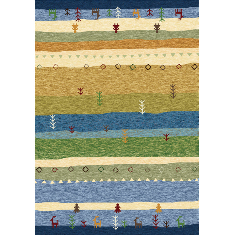 Multi Color Bohemian Rug Polypropylene Colorblock Tribal Print Rug Machine Washable Anti-Slip Backing Stain Resistant Carpet for Sitting Room Blue-Yellow Clearhalo 'Area Rug' 'Bohemian' 'Rugs' Rug' 2170094