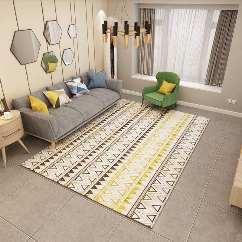 Classic Multicolor Boho Rug Polyester Geometric Pattern Carpet Anti-Slip Machine Washable Stain Resistant Rug for Home Decor Golden Clearhalo 'Area Rug' 'Bohemian' 'Rugs' Rug' 2170128