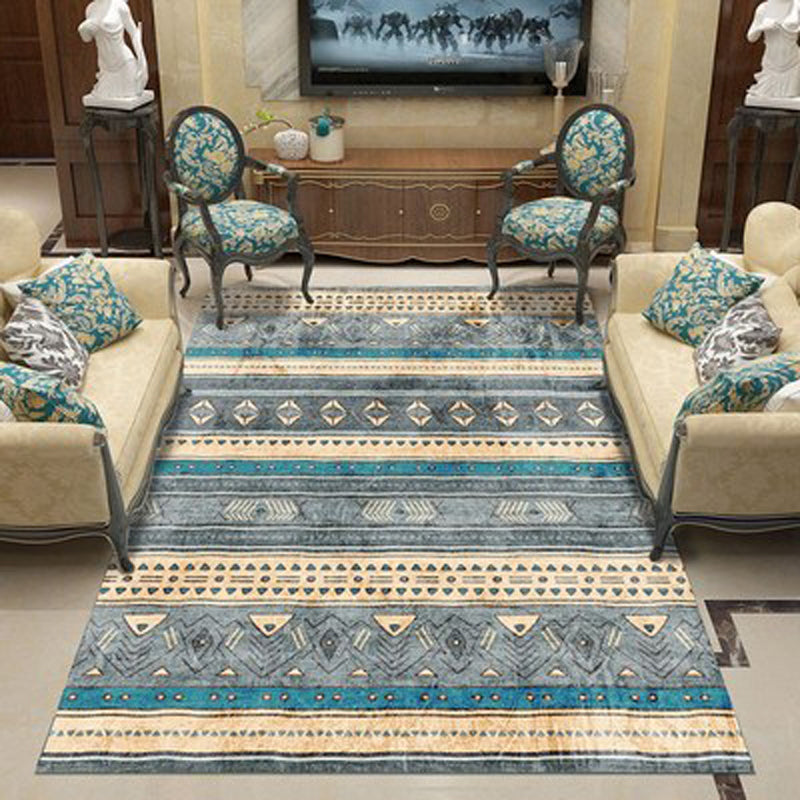 Bohemian Geometric Print Rug Multi Colored Synthetics Rug Stain Resistant Machine Washable Anti-Slip Backing Carpet for Guest Room Blue Clearhalo 'Area Rug' 'Bohemian' 'Rugs' Rug' 2170129