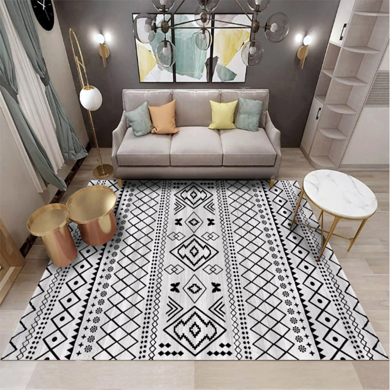 Bohemian Geometric Print Rug Multi Colored Synthetics Rug Stain Resistant Machine Washable Anti-Slip Backing Carpet for Guest Room Black 6'7" x 9'11" Clearhalo 'Area Rug' 'Bohemian' 'Rugs' Rug' 2170133