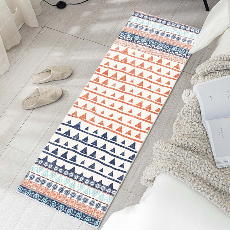 Bohemian Bedroom Runner Rug Multi Color Geometry Carpet Polypropylene Non-Slip Backing Pet Friendly Stain Resistant Area Rug Blue-Orange Clearhalo 'Area Rug' 'Bohemian' 'Rugs' Rug' 2170138