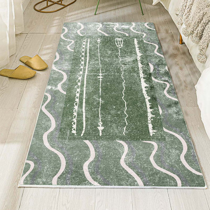 Bohemian Bedroom Runner Rug Multi Color Geometry Carpet Polypropylene Non-Slip Backing Pet Friendly Stain Resistant Area Rug Green Clearhalo 'Area Rug' 'Bohemian' 'Rugs' Rug' 2170142