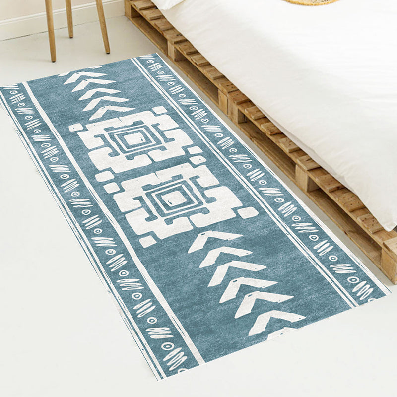 Bohemian Bedroom Runner Rug Multi Color Geometry Carpet Polypropylene Non-Slip Backing Pet Friendly Stain Resistant Area Rug Blue Clearhalo 'Area Rug' 'Bohemian' 'Rugs' Rug' 2170143