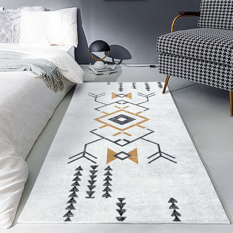 Bohemian Bedroom Runner Rug Multi Color Geometry Carpet Polypropylene Non-Slip Backing Pet Friendly Stain Resistant Area Rug White-Yellow Clearhalo 'Area Rug' 'Bohemian' 'Rugs' Rug' 2170144