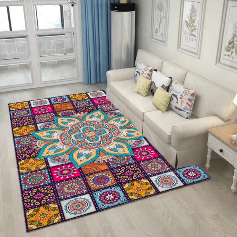 Restoration Tribal Printed Rug Multicolor Bohemian Carpet Synthetics Anti-Slip Backing Stain Resistant Pet Friendly Rug for Room Pink Clearhalo 'Area Rug' 'Bohemian' 'Rugs' Rug' 2170151
