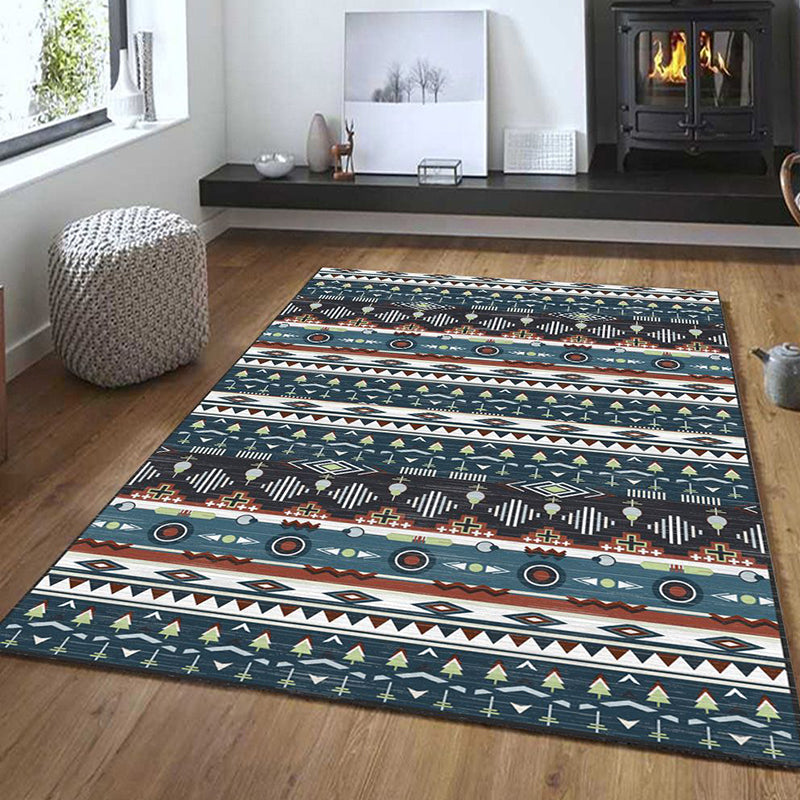 Restoration Tribal Printed Rug Multicolor Bohemian Carpet Synthetics Anti-Slip Backing Stain Resistant Pet Friendly Rug for Room Black-Blue Clearhalo 'Area Rug' 'Bohemian' 'Rugs' Rug' 2170156