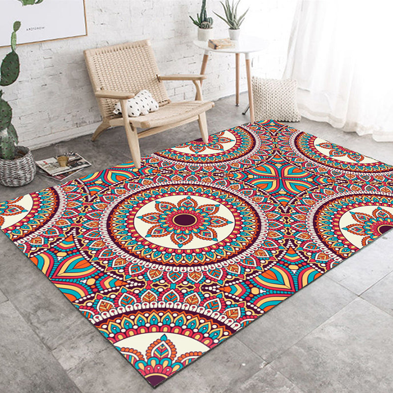 Restoration Tribal Printed Rug Multicolor Bohemian Carpet Synthetics Anti-Slip Backing Stain Resistant Pet Friendly Rug for Room Rose Red Clearhalo 'Area Rug' 'Bohemian' 'Rugs' Rug' 2170157