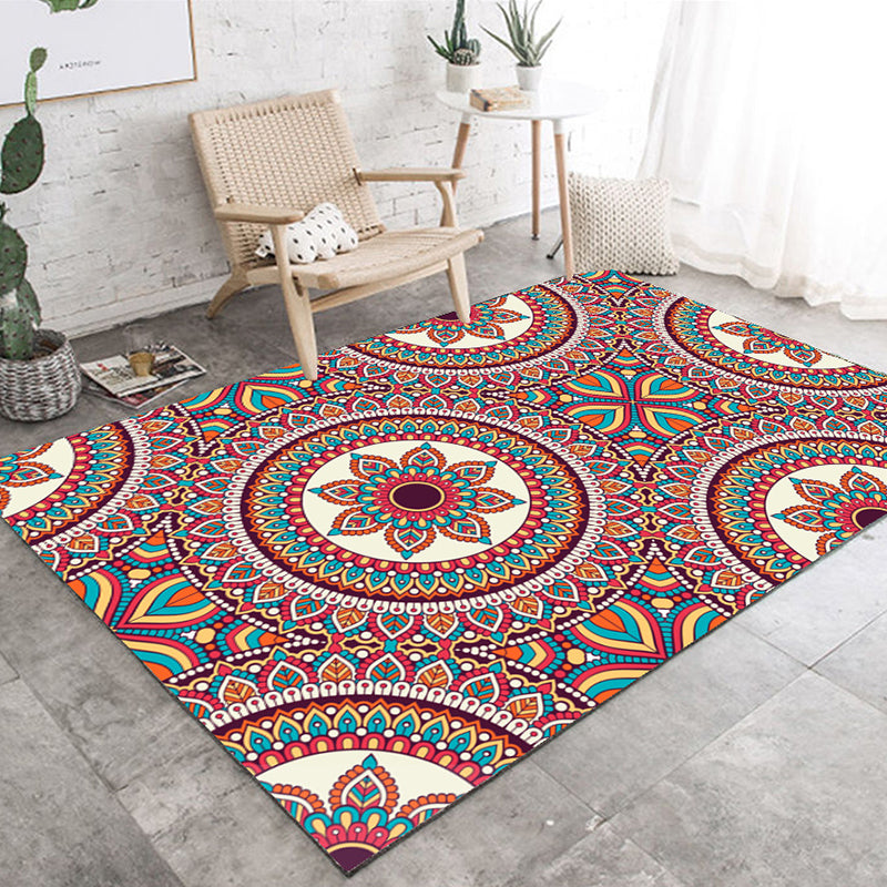 Restoration Tribal Printed Rug Multicolor Bohemian Carpet Synthetics Anti-Slip Backing Stain Resistant Pet Friendly Rug for Room Rose Red Clearhalo 'Area Rug' 'Bohemian' 'Rugs' Rug' 2170157