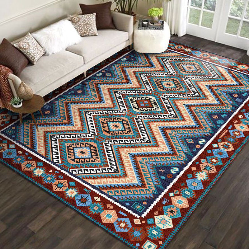 Restoration Tribal Printed Rug Multicolor Bohemian Carpet Synthetics Anti-Slip Backing Stain Resistant Pet Friendly Rug for Room Blue-Red Clearhalo 'Area Rug' 'Bohemian' 'Rugs' Rug' 2170166