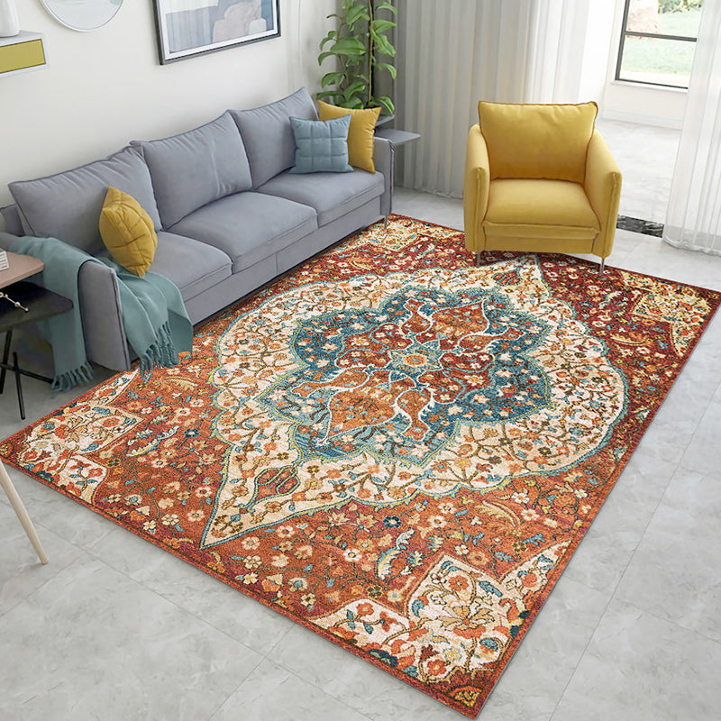 Restoration Tribal Printed Rug Multicolor Bohemian Carpet Synthetics Anti-Slip Backing Stain Resistant Pet Friendly Rug for Room Orange-Blue Clearhalo 'Area Rug' 'Bohemian' 'Rugs' Rug' 2170173
