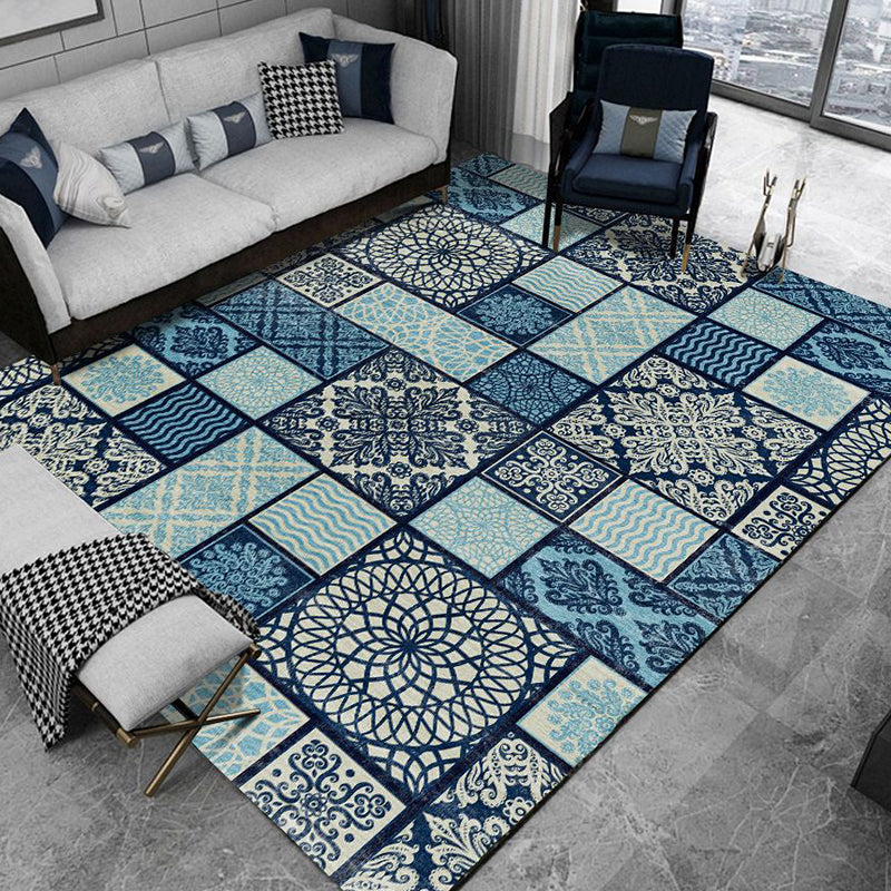 Restoration Tribal Printed Rug Multicolor Bohemian Carpet Synthetics Anti-Slip Backing Stain Resistant Pet Friendly Rug for Room Lake Blue Clearhalo 'Area Rug' 'Bohemian' 'Rugs' Rug' 2170182