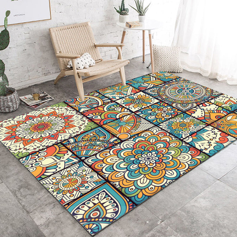 Restoration Tribal Printed Rug Multicolor Bohemian Carpet Synthetics Anti-Slip Backing Stain Resistant Pet Friendly Rug for Room Blue-Yellow Clearhalo 'Area Rug' 'Bohemian' 'Rugs' Rug' 2170185