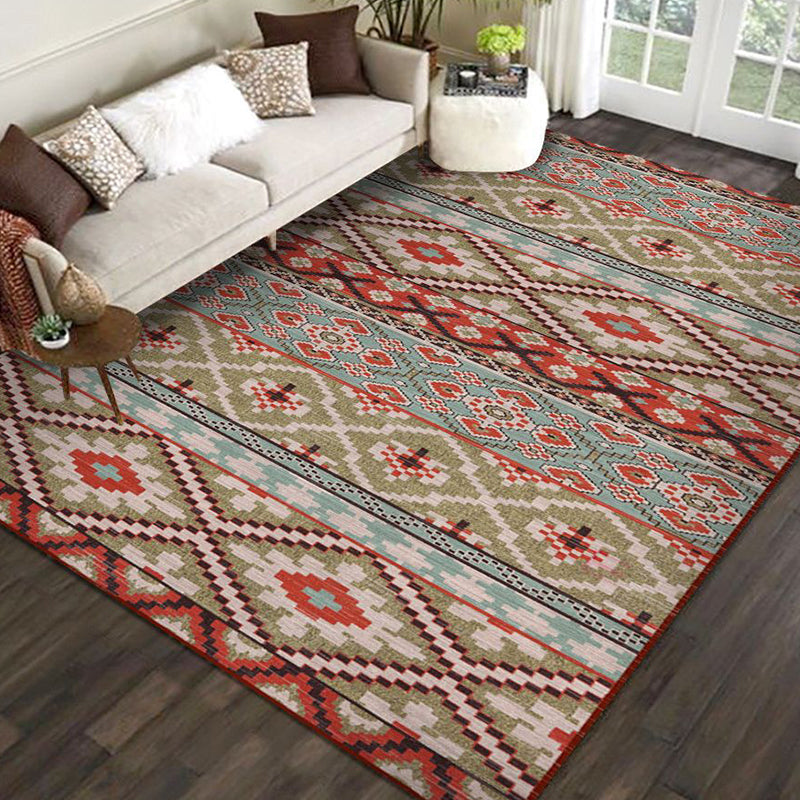 Restoration Tribal Printed Rug Multicolor Bohemian Carpet Synthetics Anti-Slip Backing Stain Resistant Pet Friendly Rug for Room Green-Red Clearhalo 'Area Rug' 'Bohemian' 'Rugs' Rug' 2170189