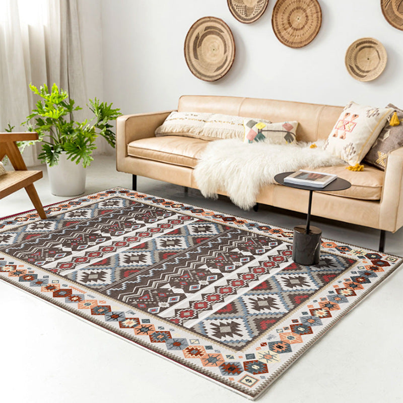 Traditional Multi-Color Patterned Rug Polyester Boho Chic Rug Non-Slip Machine Washable Stain Resistant Area Carpet for Home Clearhalo 'Area Rug' 'Bohemian' 'Rugs' Rug' 2170192