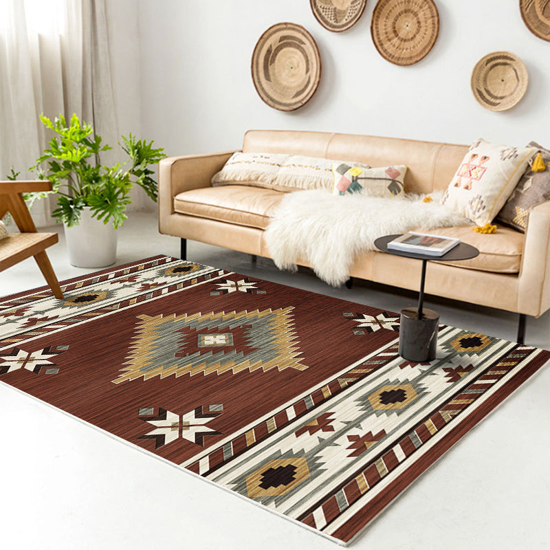 Traditional Multi-Color Patterned Rug Polyester Boho Chic Rug Non-Slip Machine Washable Stain Resistant Area Carpet for Home Coffee Clearhalo 'Area Rug' 'Bohemian' 'Rugs' Rug' 2170203
