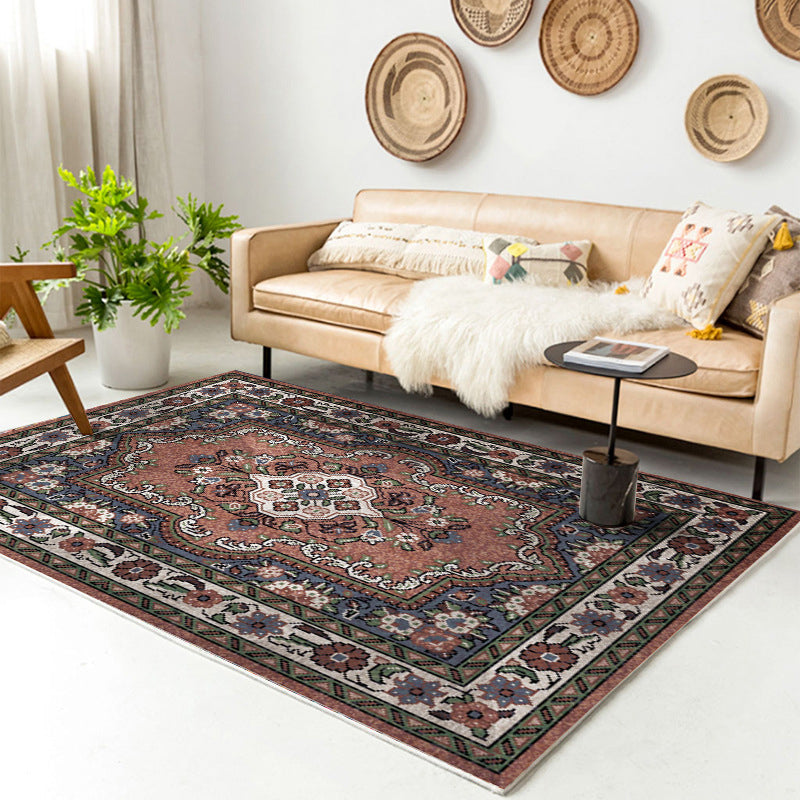 Traditional Multi-Color Patterned Rug Polyester Boho Chic Rug Non-Slip Machine Washable Stain Resistant Area Carpet for Home Light Pink Clearhalo 'Area Rug' 'Bohemian' 'Rugs' Rug' 2170205