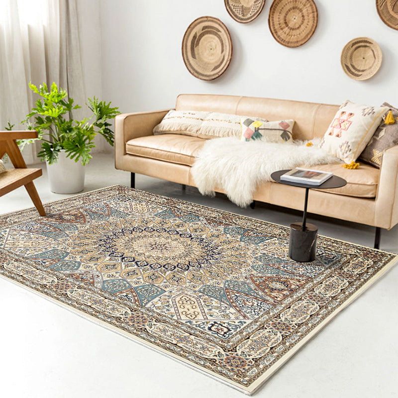 Traditional Multi-Color Patterned Rug Polyester Boho Chic Rug Non-Slip Machine Washable Stain Resistant Area Carpet for Home Gray-Khaki Clearhalo 'Area Rug' 'Bohemian' 'Rugs' Rug' 2170207