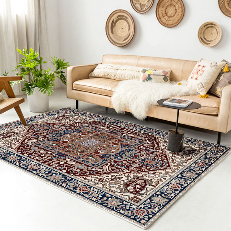 Traditional Multi-Color Patterned Rug Polyester Boho Chic Rug Non-Slip Machine Washable Stain Resistant Area Carpet for Home Blue Clearhalo 'Area Rug' 'Bohemian' 'Rugs' Rug' 2170209