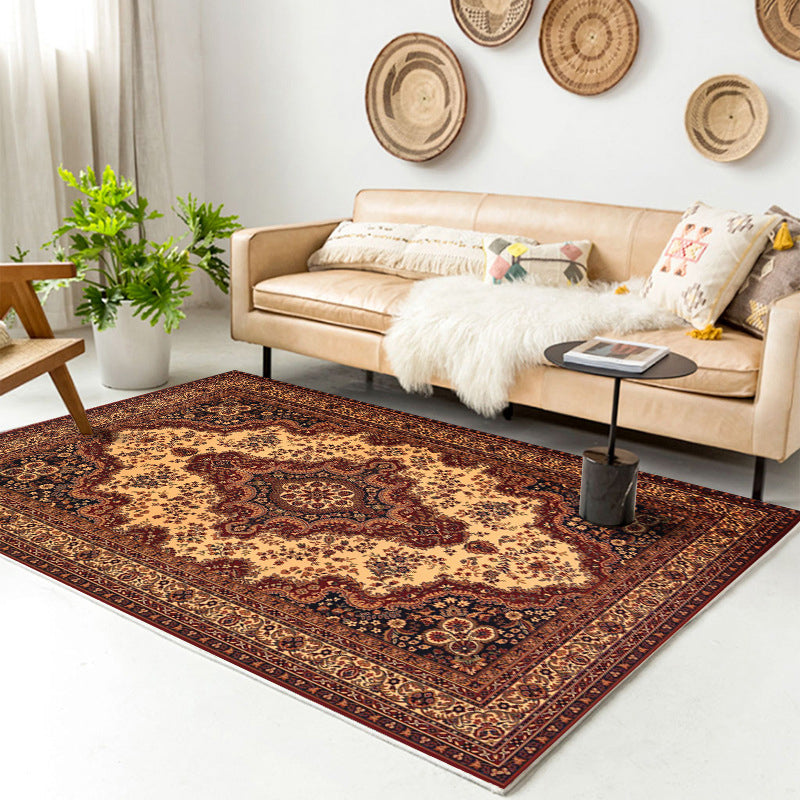 Traditional Multi-Color Patterned Rug Polyester Boho Chic Rug Non-Slip Machine Washable Stain Resistant Area Carpet for Home Red-Yellow Clearhalo 'Area Rug' 'Bohemian' 'Rugs' Rug' 2170211