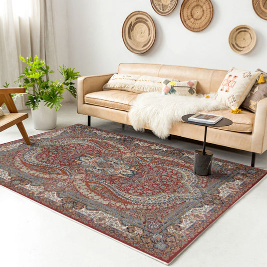 Traditional Multi-Color Patterned Rug Polyester Boho Chic Rug Non-Slip Machine Washable Stain Resistant Area Carpet for Home Ligth Gray-Red Clearhalo 'Area Rug' 'Bohemian' 'Rugs' Rug' 2170212