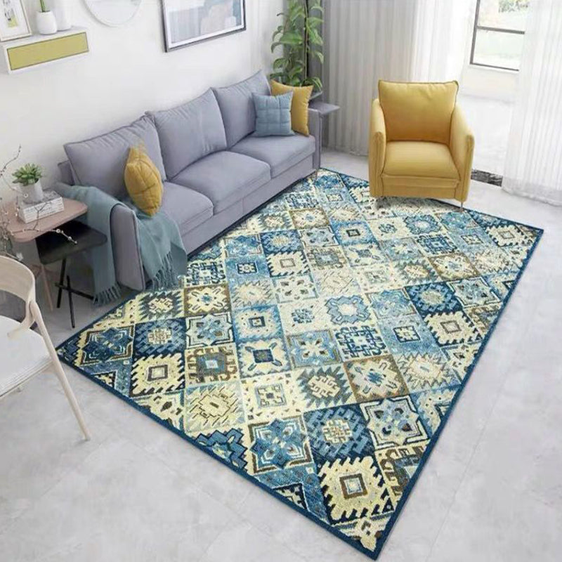Colorful Bohemian Rug Multi-Colored Print Carpet Washable Non-Slip Backing Stain Resistant Rug for Living Room Blue-Yellow Clearhalo 'Area Rug' 'Bohemian' 'Rugs' Rug' 2170218