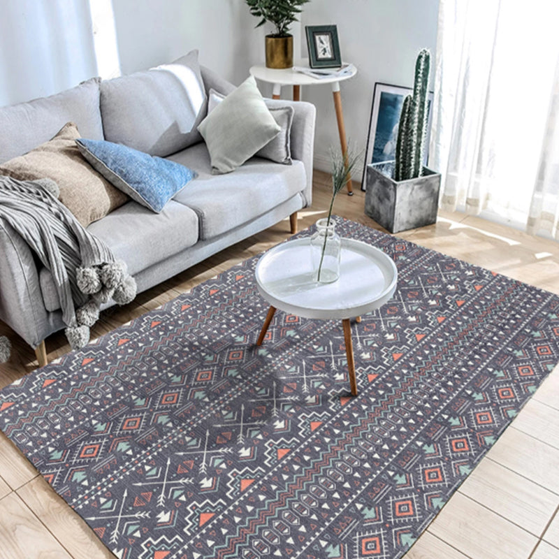 Colorful Bohemian Rug Multi-Colored Print Carpet Washable Non-Slip Backing Stain Resistant Rug for Living Room Gray-Blue Clearhalo 'Area Rug' 'Bohemian' 'Rugs' Rug' 2170220