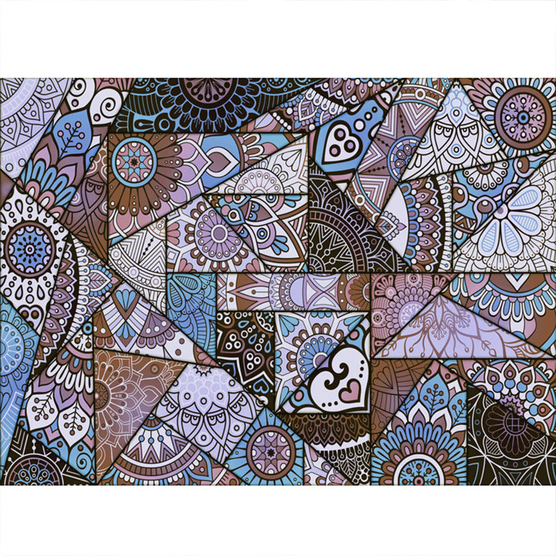 Bohemian Mosaic Tile Print Rug Multicolored Polypropylene Rug Stain Resistant Washable Non-Slip Backing Rug for Home Decoration Light Purple Clearhalo 'Area Rug' 'Bohemian' 'Rugs' Rug' 2170233