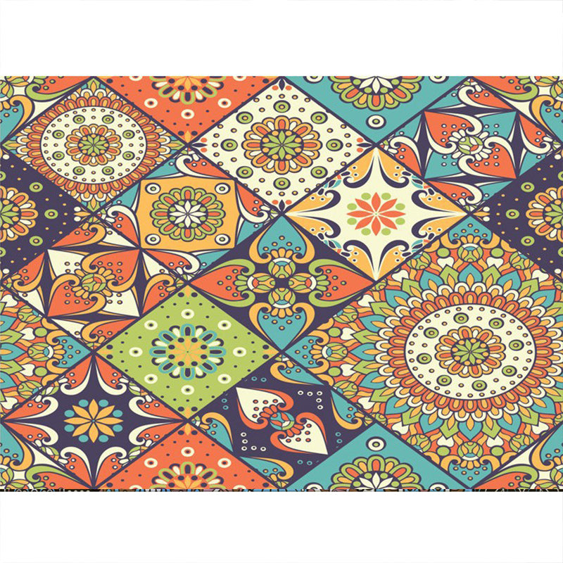 Bohemian Mosaic Tile Print Rug Multicolored Polypropylene Rug Stain Resistant Washable Non-Slip Backing Rug for Home Decoration Yellow Clearhalo 'Area Rug' 'Bohemian' 'Rugs' Rug' 2170236