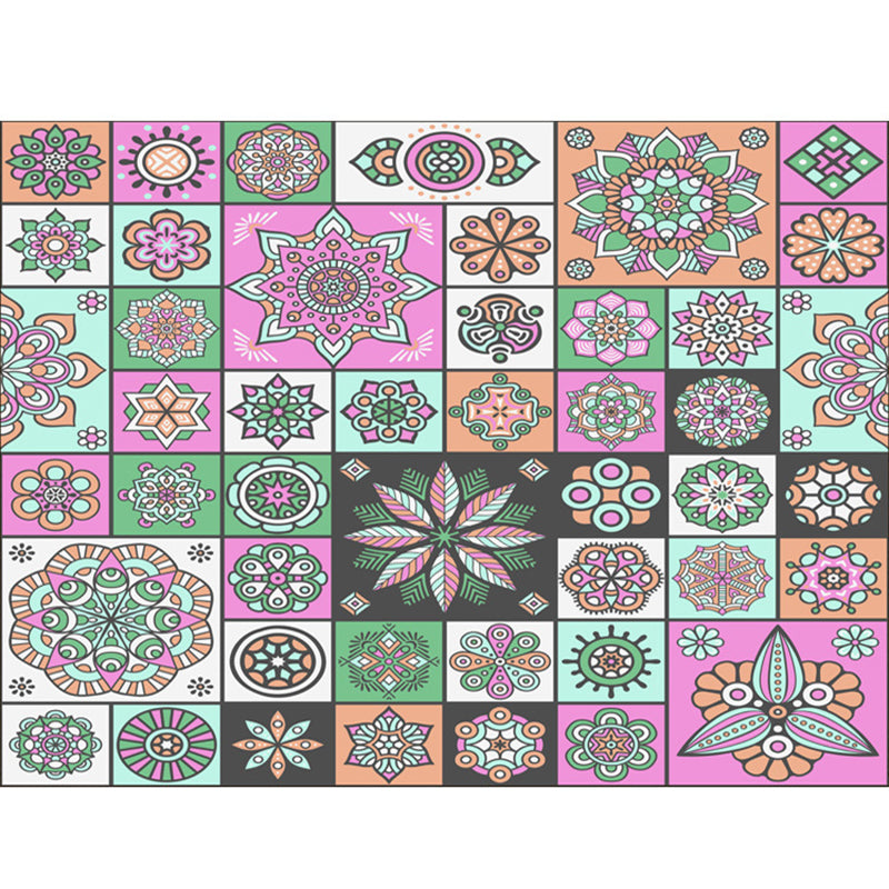 Bohemian Mosaic Tile Print Rug Multicolored Polypropylene Rug Stain Resistant Washable Non-Slip Backing Rug for Home Decoration Pink Clearhalo 'Area Rug' 'Bohemian' 'Rugs' Rug' 2170237