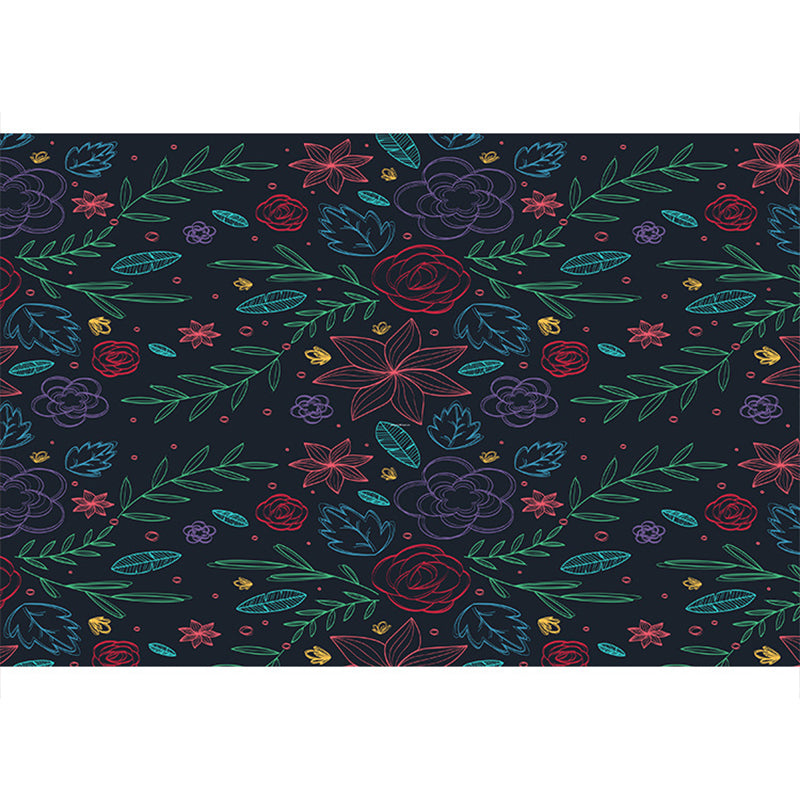 Bohemian Mosaic Tile Print Rug Multicolored Polypropylene Rug Stain Resistant Washable Non-Slip Backing Rug for Home Decoration Black Clearhalo 'Area Rug' 'Bohemian' 'Rugs' Rug' 2170239