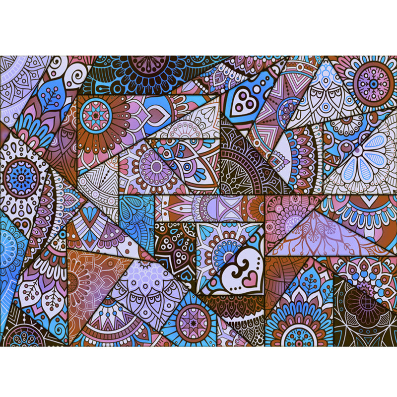 Bohemian Mosaic Tile Print Rug Multicolored Polypropylene Rug Stain Resistant Washable Non-Slip Backing Rug for Home Decoration Purplish Blue Clearhalo 'Area Rug' 'Bohemian' 'Rugs' Rug' 2170242