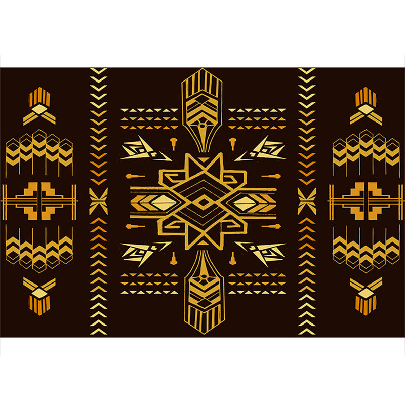 Bohemian Mosaic Tile Print Rug Multicolored Polypropylene Rug Stain Resistant Washable Non-Slip Backing Rug for Home Decoration Black-Gold Clearhalo 'Area Rug' 'Bohemian' 'Rugs' Rug' 2170244